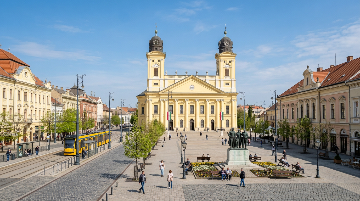 Debrecen főtere és nagytemplom környéke