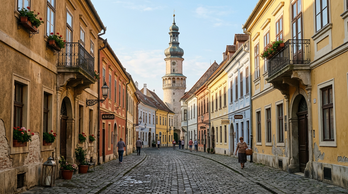Sopron belváros, középkori utcák és tornyok