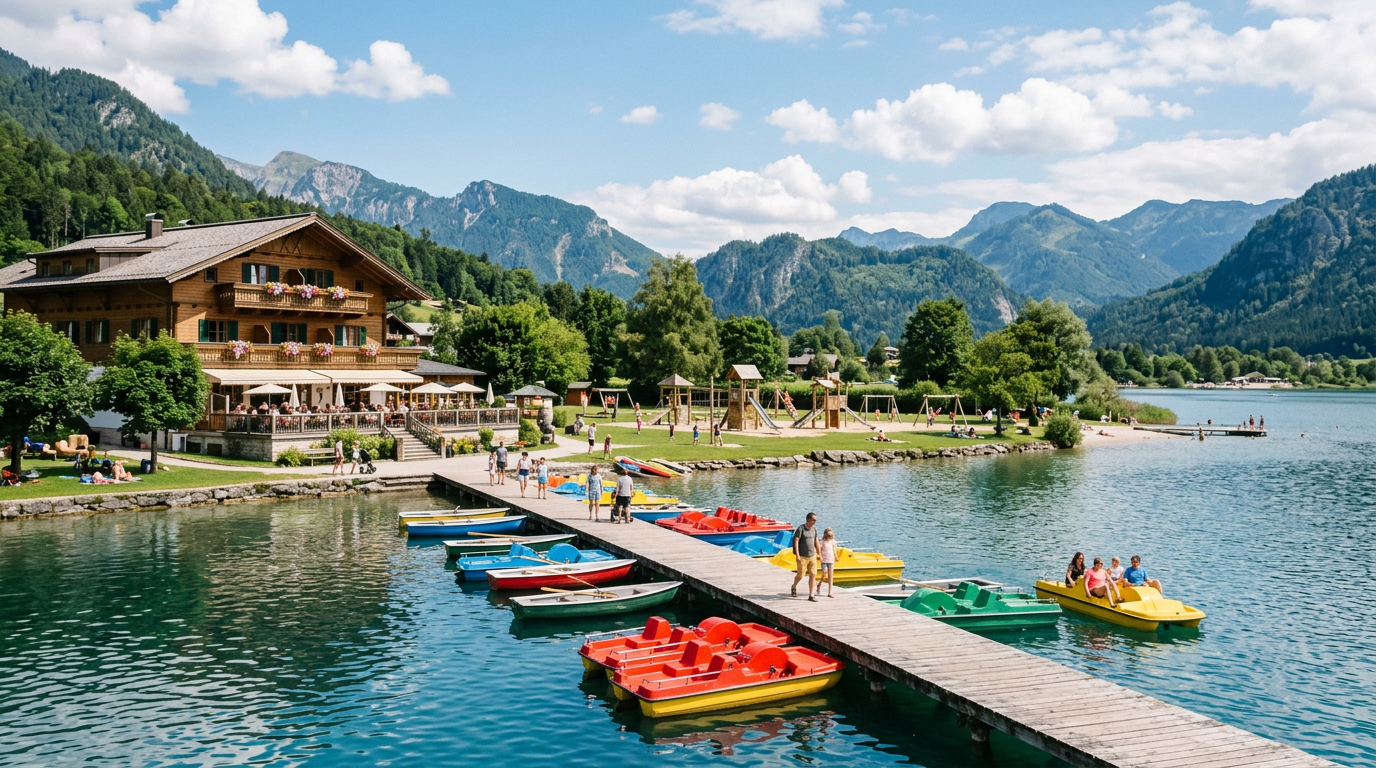 Családos üdülő a tóparton, játszótér és vízi programok